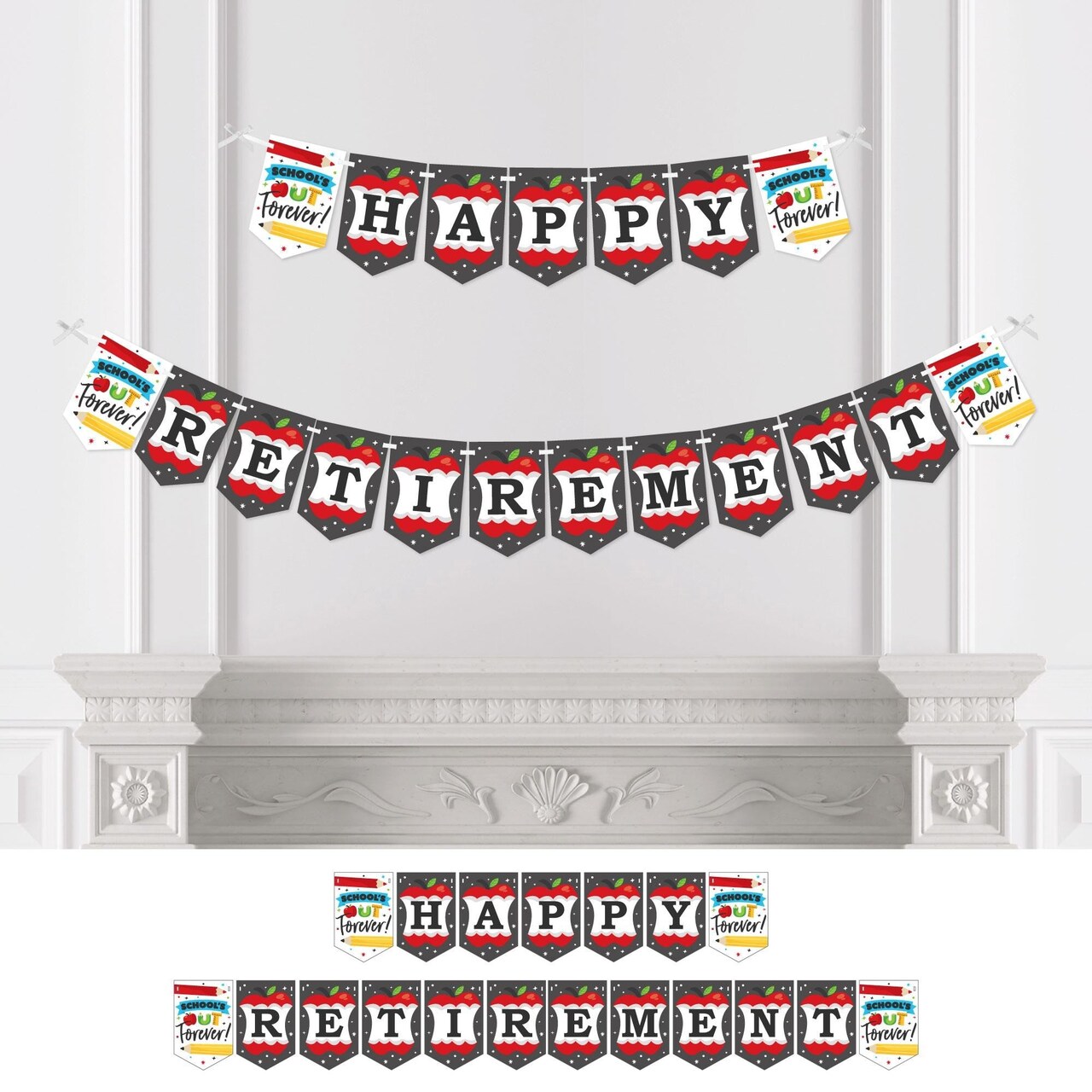 Big Dot of Happiness Teacher Retirement - Happy Retirement Party Bunting Banner - Party Decorations - Happy Retirement